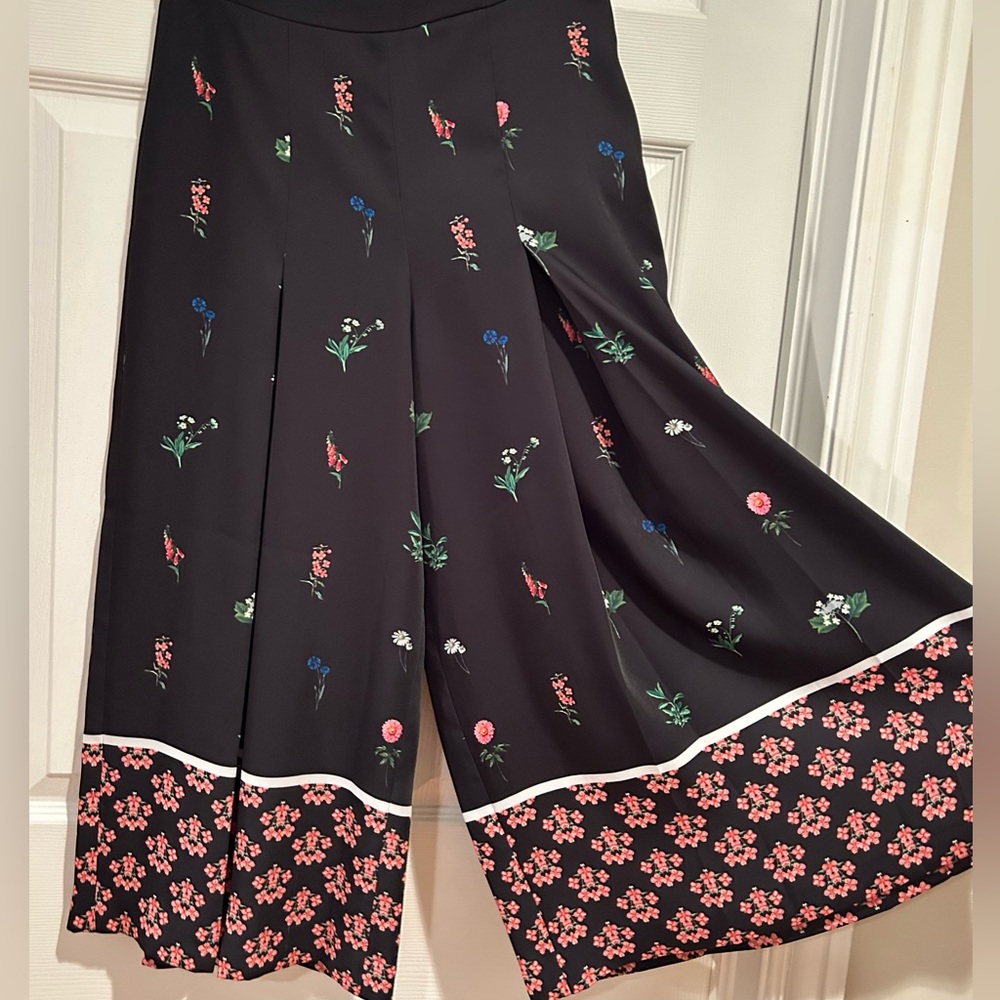 Ted Baker Floral Wide-Leg Black Pants